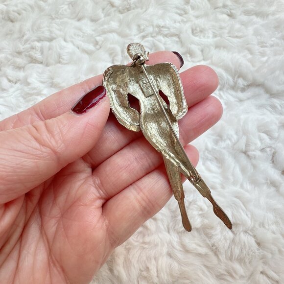 Vintage Art Deco Lady Pink Brooch - Picture 7 of 7